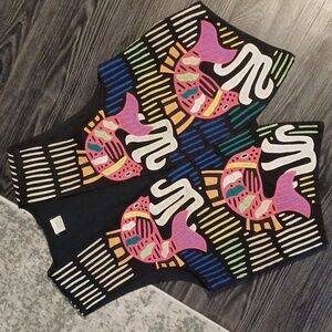 Artsy vintage Applique colorful fish vest cotton Sed's crafts Panama 80s S